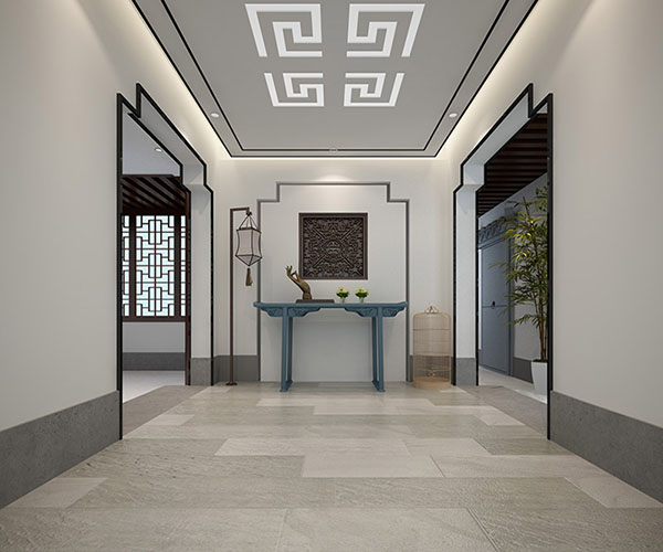 會(huì)所走廊里面的玄關(guān)設(shè)計(jì)及擺設(shè)