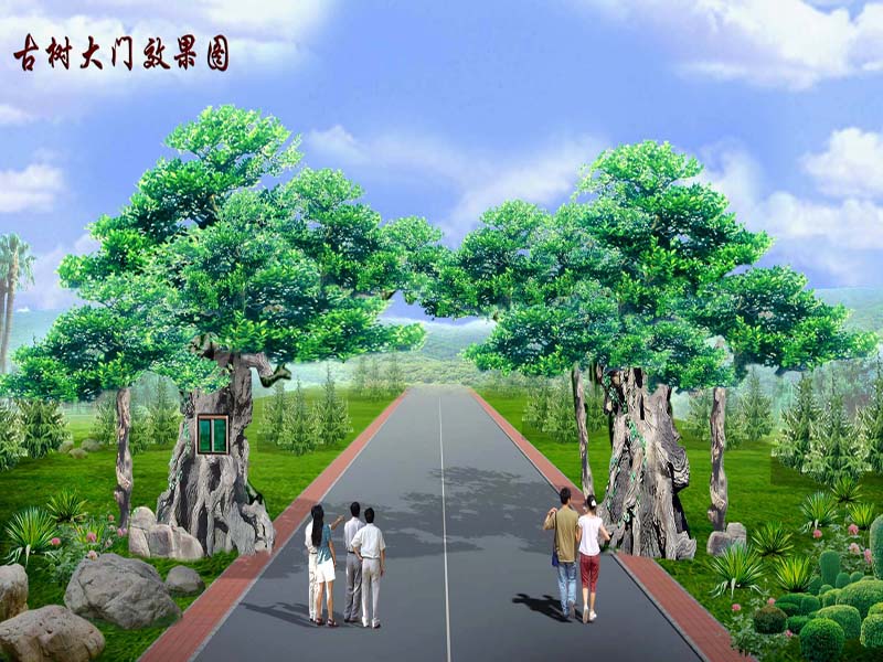 中式設(shè)計(jì)四合院-古建牌坊、門樓效果圖古樹(shù)大門設(shè)計(jì)