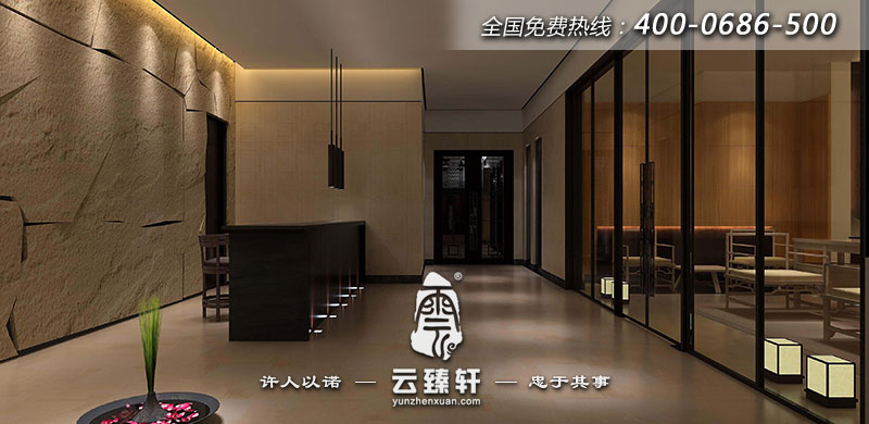 養(yǎng)生會所的洗浴總服務(wù)臺裝修設(shè)計的簡約、樸素