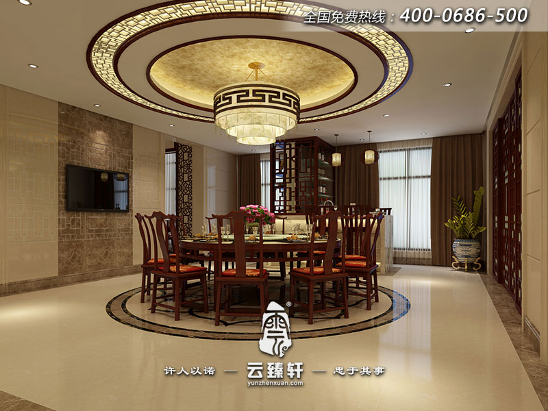 中式別墅餐廳的設(shè)計(jì)效果圖