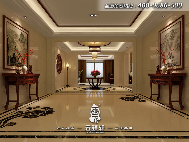 極簡約的中式別墅玄關(guān)區(qū)域設(shè)計(jì)效果圖