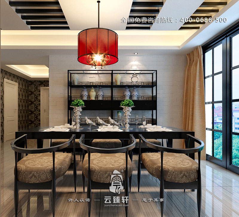 簡(jiǎn)約中式餐廳效果圖