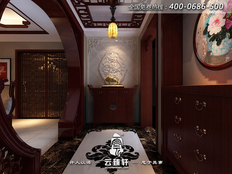 中式家裝玄關效果圖
