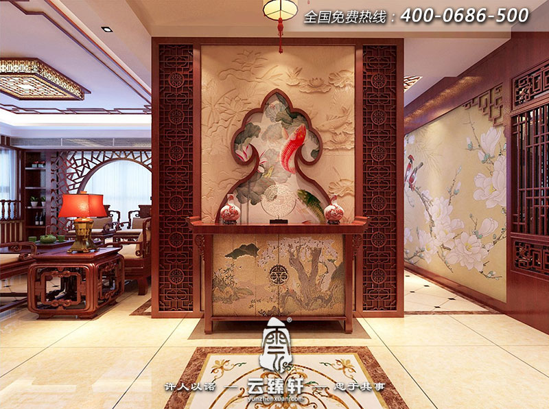 中式客廳玄關(guān)風(fēng)水擺件效果圖