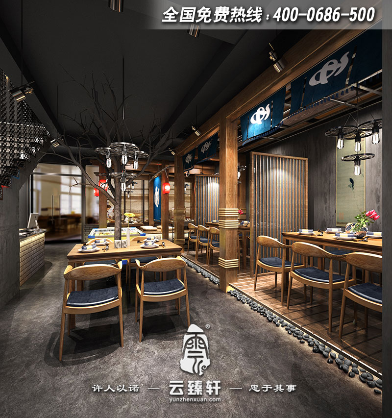簡(jiǎn)約中式餐廳大堂設(shè)計(jì)效果圖