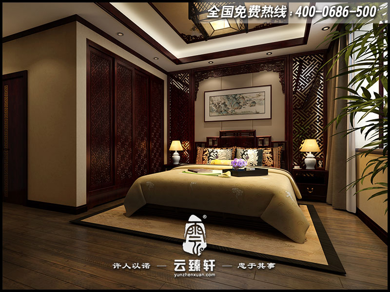 新中式主臥室設(shè)計效果圖